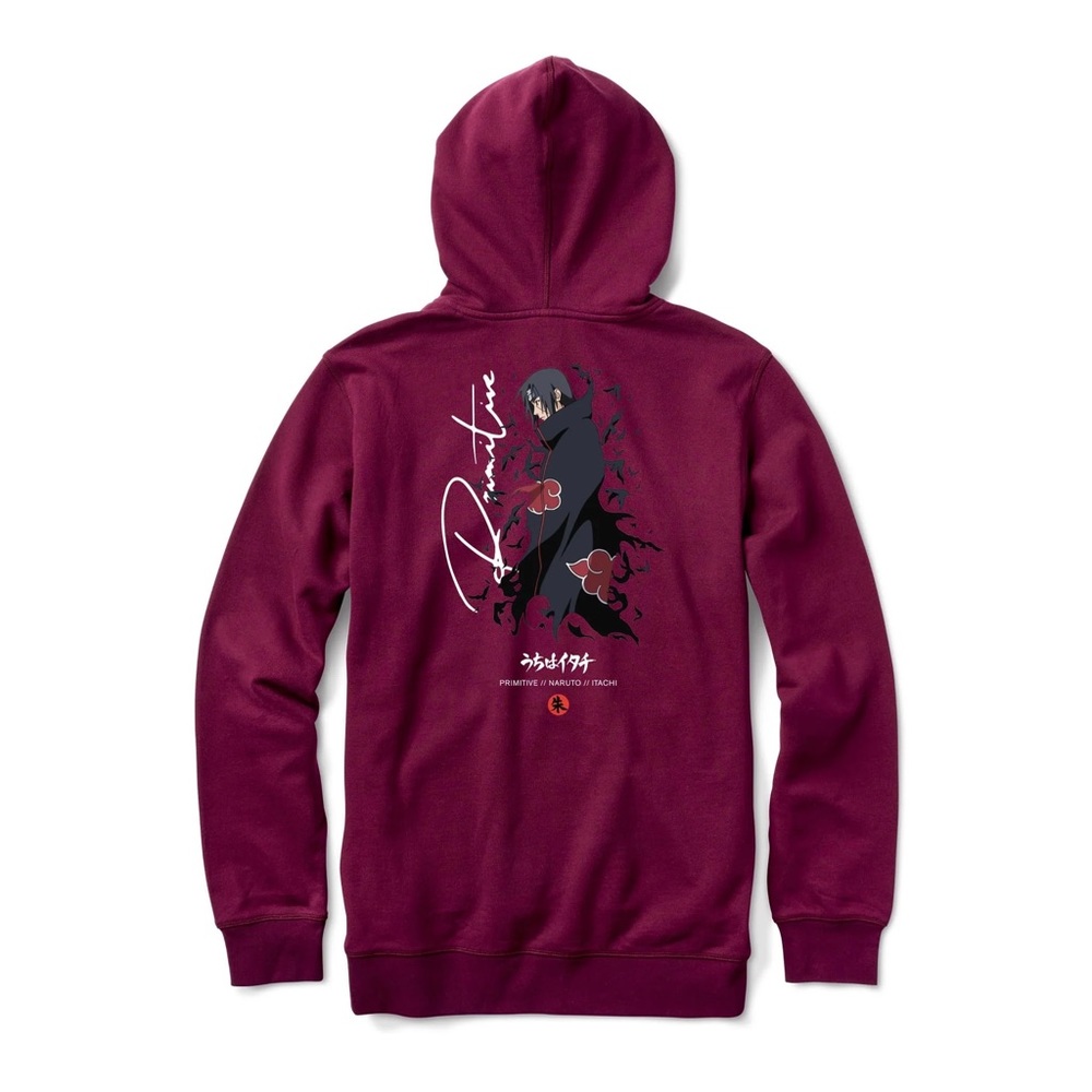 Primitive x Naruto Itachi Burgundy Hoodies - Picture 1 of 3